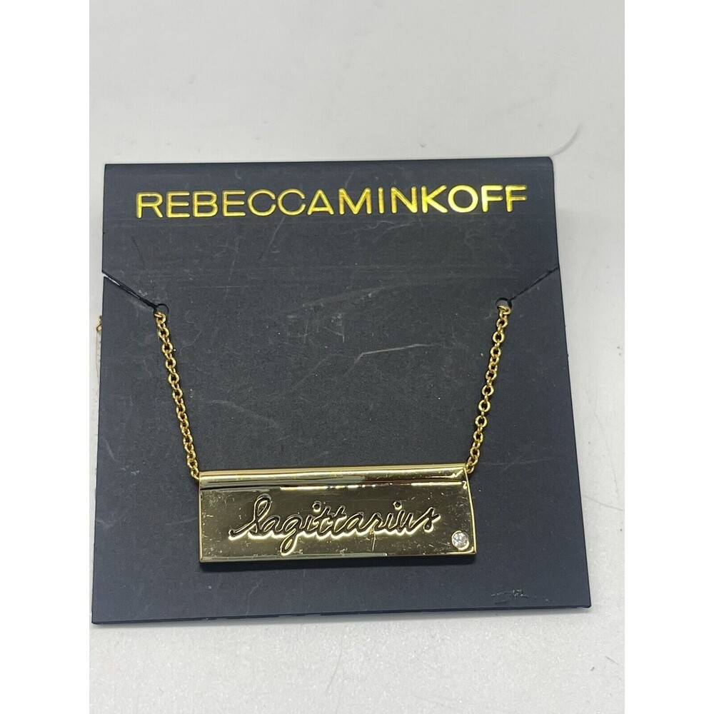 Rebecca Minkoff Gold Tone Zodiac Sagittarius Bar Necklace New